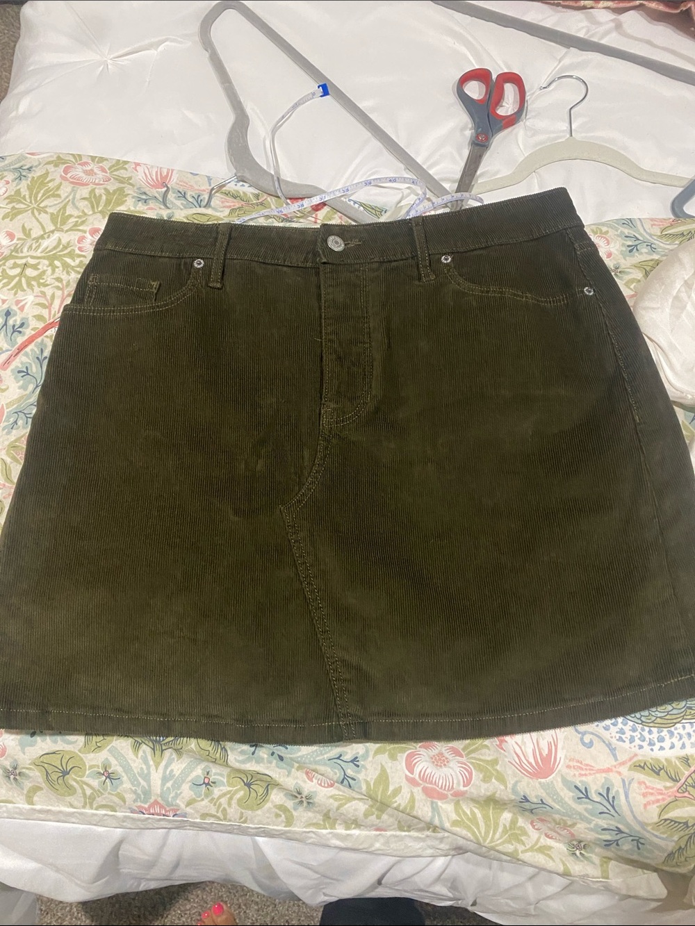 Old Navy Olive Corduroy Mini Skirt